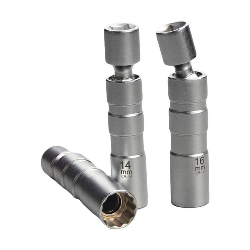 QISF 14MM & 16MM Thin Wall Magnetic Swivel Spark Plug Socket - 3/8-Inch Drive 12-Point Spark Plug Socket Removal Tool - Swivel Extension Permits Access to Most Confined Areas - Image 1